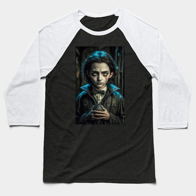 Young victorian vampire portrait Baseball T-Shirt by VioletAndOberon